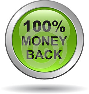 Money back button web icon green