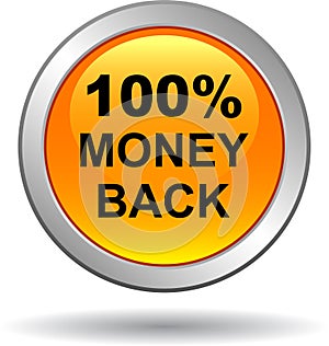 Money back button web icon orange