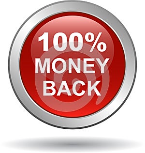 Money back button web icon red