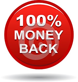 Money back button web icon red