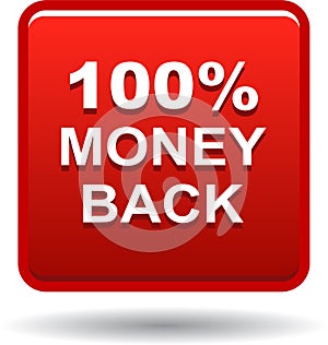 Money back button web icon red