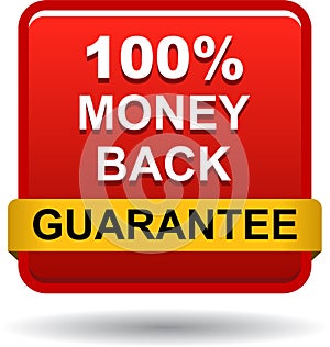 Money back button web icon red