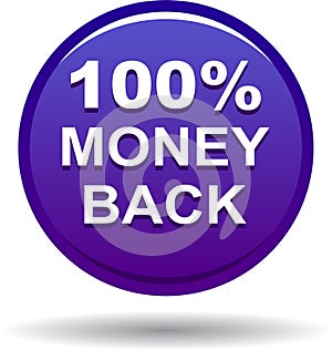 Money back button web icon violet