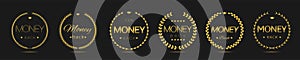 Money back Golden laurel wreath label set