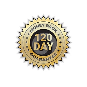 Money Back With Guarantee In 120 Days Golden Seal Stamp Or Label Isolated