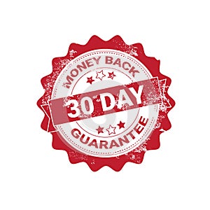 Money Back Guarantee Badge Red Grunge Sticker Or Stamp Template Isolated