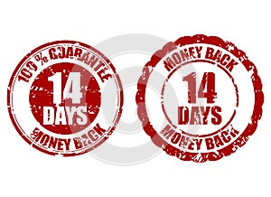 Money back guarantee 14 days rubber stamp photo