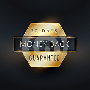 money back guarantee golden label badge design