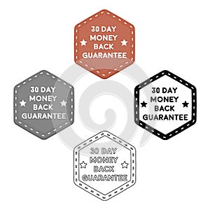 Money back guarantee icon in cartoon,black style isolated on white background. Label symbol stock vector illustration.