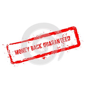 Money back guaranteed red rubber stamp isolated.