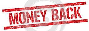 MONEY BACK text on red grungy rectangle stamp