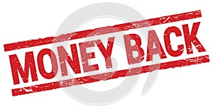 MONEY BACK text on red rectangle stamp sign