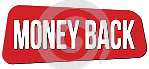 MONEY BACK text on red trapeze stamp sign