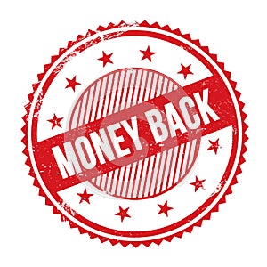 MONEY BACK text written on red grungy round stamp