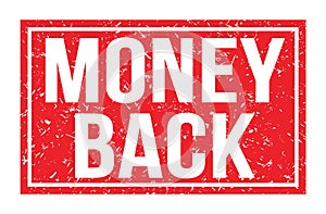 MONEY BACK, words on red rectangle stamp sign