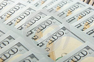 Money background. american hundred dollar bills. copy space