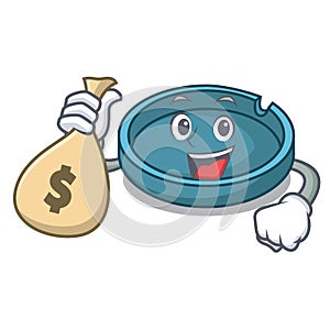 With money bag ashtray character cartoon style