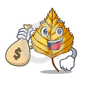 With money bag birch leaf in the mascot shape