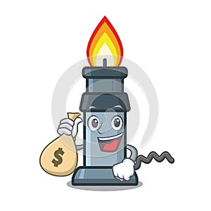 With money bag bunsen burner isolated with the cartoon