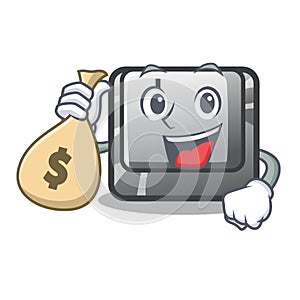 With money bag button I on a keyboard mascot