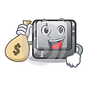 With money bag button J installed on cartoon computer