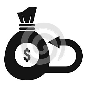 Money bag cash back icon, simple style