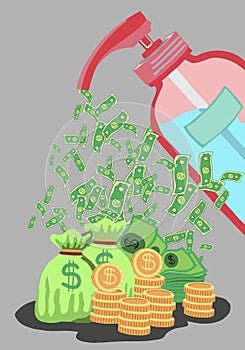 Money bag and coins illustration background