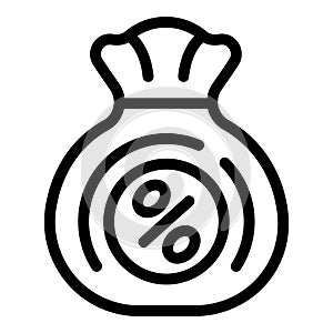 Money bag credit icon outline vector. Tax deduction