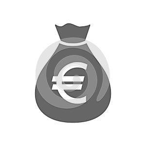 Money bag currency simple design icon. Euro moneybag icon.