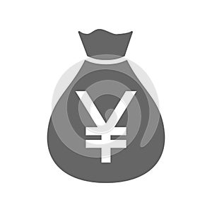 Money bag currency simple design icon. Japanese yen moneybag icon.