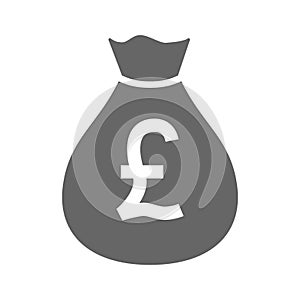 Money bag currency simple design icon. uk pound moneybag icon. photo