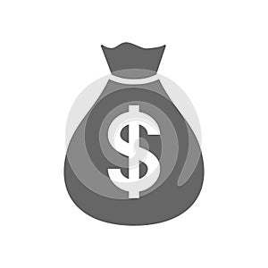 Money bag currency simple design icon. Us dollar moneybag icon. photo