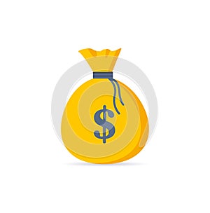 Money bag dollar icon. Cash business and finance, return on investment financial solution, prepayment and down payment