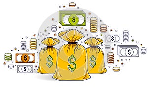 Money bag and dollar icon set vector design.