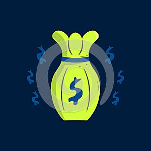 Money bag with dollar sign. Vector icon