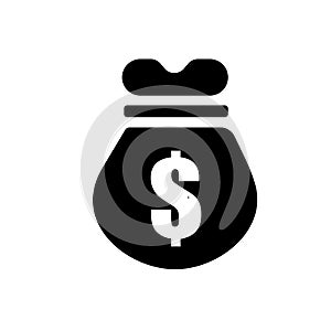 Money bag of dollars icon vector sign and symbol isolated on white background, Money bag of dollars logo concept