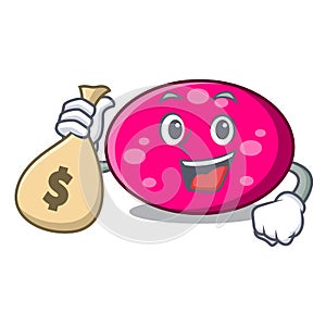 With money bag ellipse character cartoon style