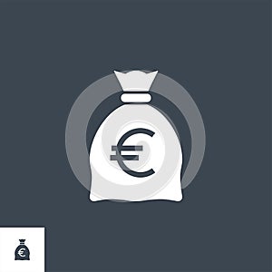 Money Bag with Euro related vector glyph icon.