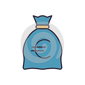 Money Bag with Euro related vector icon