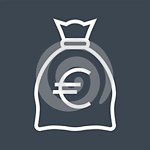 Money Bag with Euro Thin Line Vector Icon