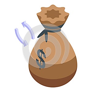 Money bag exchange icon isometric vector. Barter evolution