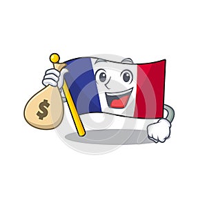 With money bag flag france fluttered on character pole