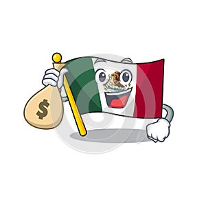 With money bag flag mexico in the cartoon shape