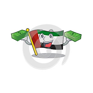 With money bag flag united arab emirates on mascot