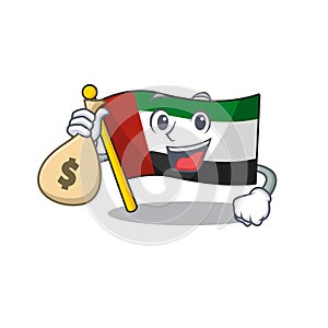 With money bag flag united arab emirates shaped cartoon