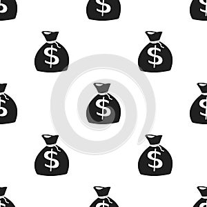 Money bag icon in black style isolated on white background. Wild west pattern stock vector illustration.