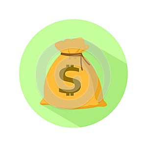 Money bag icon. Dollar USD currency symbol. circle button Vector