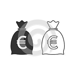 Money bag icon. Euro icon. Vector illustration flat design
