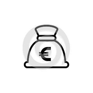 Money bag icon with euro symbol, made in line style