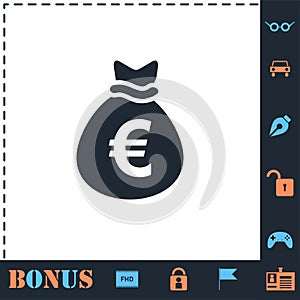 Money bag icon flat